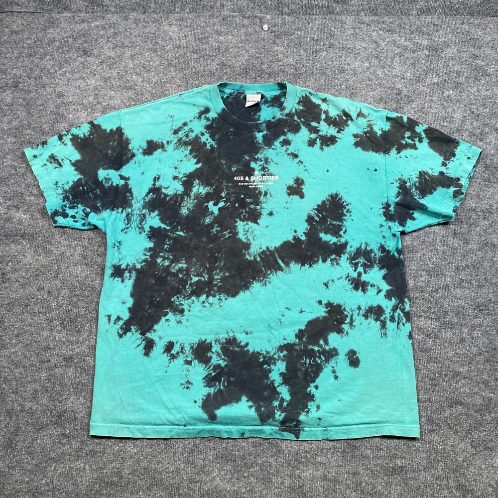 40s & Shorties Mens XL Teal Black Tie Dye Graphic‎ T-Shirt Bad Decisions Good